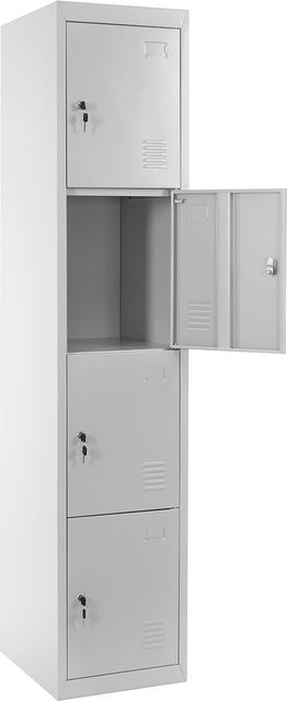MCW Schließfach Preston T163 Schließfachschrank aus Metall in Grau, H x B x T: 180 x 38 x 45 cm - Bild 1