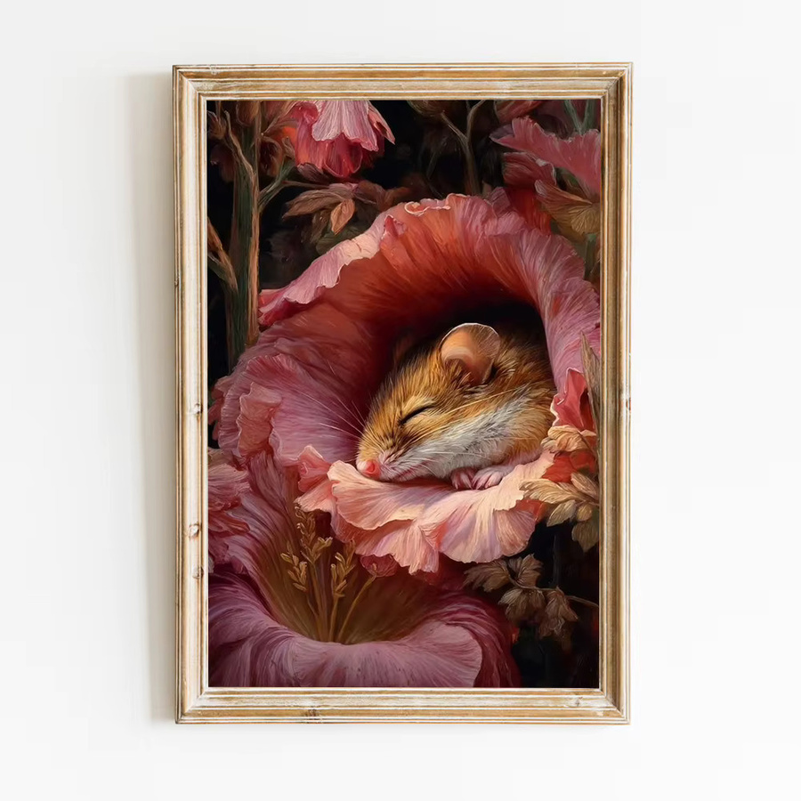 Potdemiel Kunstposter Dunkler Wald mit Blumen und Wildtieren als Leinwanddruck im klassischen Stil, Mehrfarbig - Bild 2