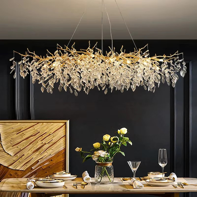 YongYing Lumin LED-Pendelleuchte aus Kristall und Metall in Gold oder Silber für Esszimmer und Schlafzimmer - Bild 2