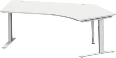 Schäfer Shop Genius Winkelschreibtisch MODENA FLEX 135 Grad mit C-Fuß-Rechteckrohr, Ansatz rechts, Breite: 216,5 cm, lichtgrau - Bild 1