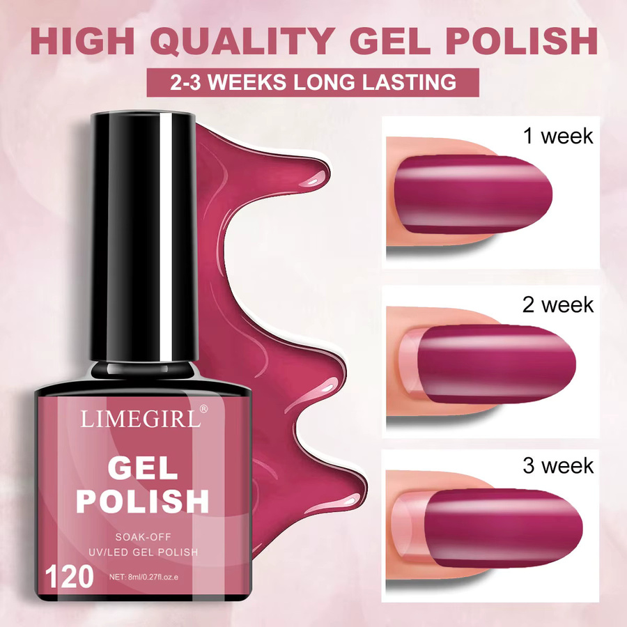 LIMEGIRL Gel Nagellack Set, Rot Braun, Glänzend - Bild 3