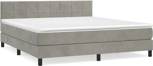 vidaXL Boxspringbett mit Matratze in Hellgrau aus Samt, B/T: 160 x 200 cm - Bild 1