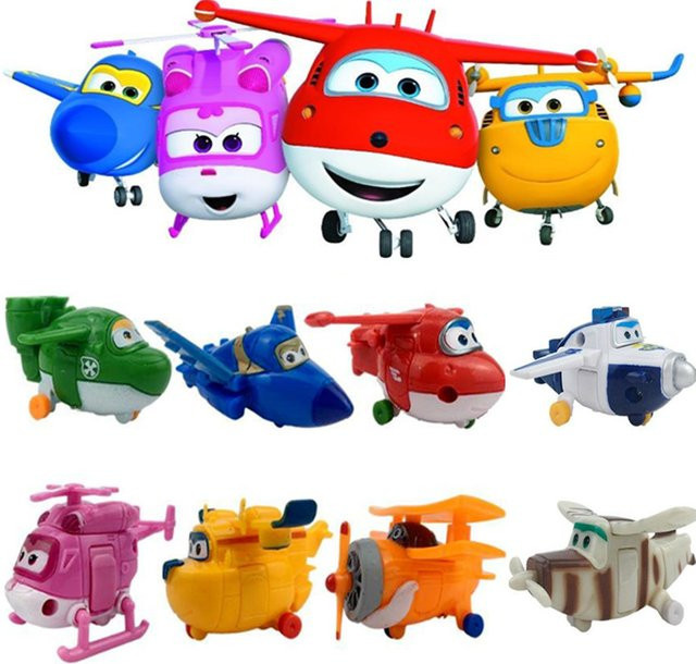 Bandai Super Wings Actionfiguren Flugzeug-Transformation, 8-teiliges Set - Bild 1
