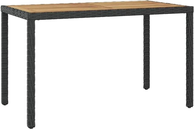 vidaXL Gartentisch aus Akazienholz in Schwarz und Braun, rechteckiger Esstisch für Garten, Terrasse oder Balkon, B/T/H: 123 x 60 x 74 cm - Bild 1