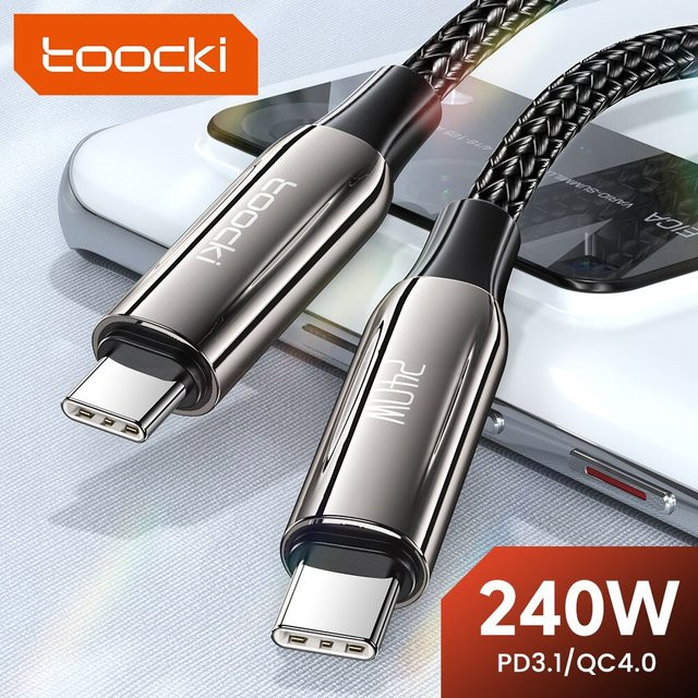 Toocki USB-C auf USB-C Ladekabel 240W PD 3.1, 48V 5A Super Fast Charging Kabel in Schwarz für iPhone 15, Samsung S23, Xiaomi, Huawei und MacBook - Bild 1