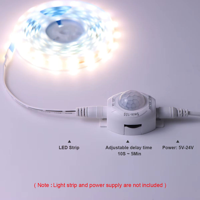 Gyarfas Smart PIR Motion Sensor LED Streifen Licht Schalter, Infrarot Induktion mit einstellbarer Zeitverzögerung, Farbe: Weiß, DC5V-24V - Bild 2