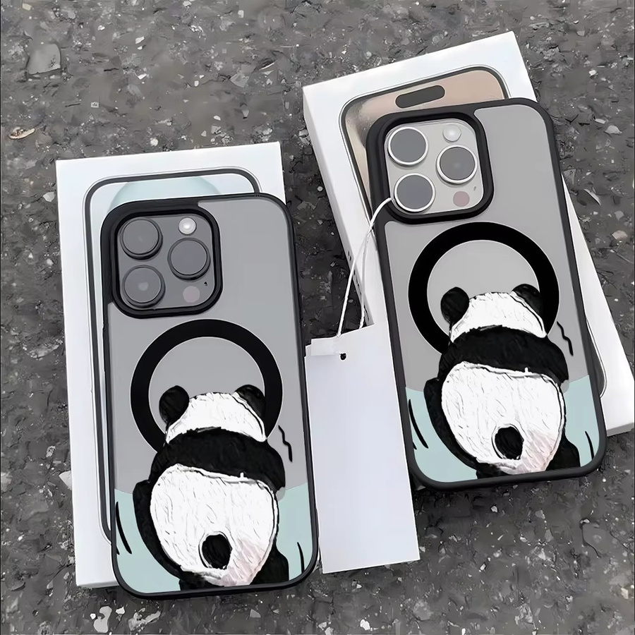 Transparente Handyhülle mit Panda-Tiermuster und Magnetfunktion inklusive Lanyard für iPhone Modelle - Bild 2