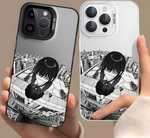 Anime C-Kettensäge Man Asa Yoru Handyhülle für Apple iPhone 17 17Air 16 15 14 13 12 11 Pro Max Plus in Bunt und Silber - Bild 1