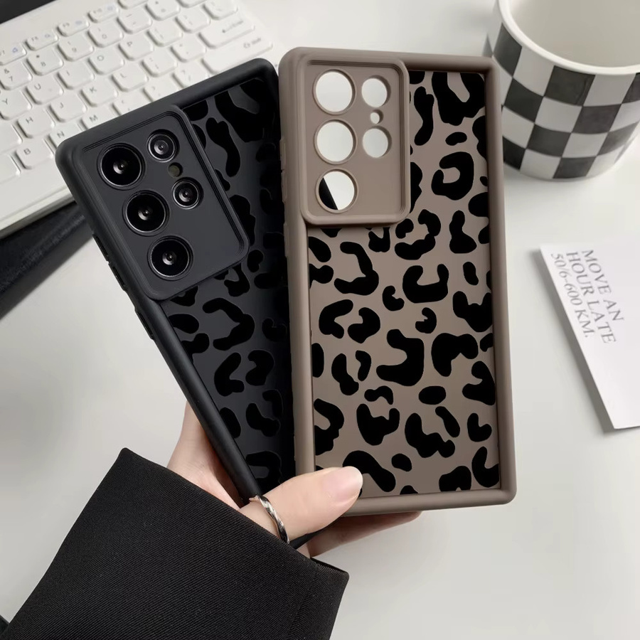 Silikon Handyhülle mit Leopard-Print für Samsung Galaxy A55 5G A54 A35 A34 A53 A52 A33 A32 A25 A24 A16 A15 A12 A06 A05 A05s in Schwarz - Bild 3