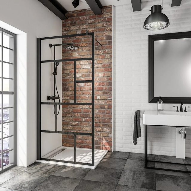 Schulte Alexa Style 2.0 Walk-In Duschwand Ecke Schwarz B: 100 cm, H: 200 cm - Bild 1