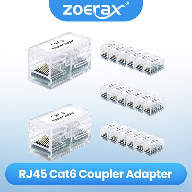 ZOERAX RJ45 Ethernet-Koppler-Adapter Buchse auf Buchse für Cat5E Cat6 Cat7 Netzwerkkabel in Weiß - Bild 1