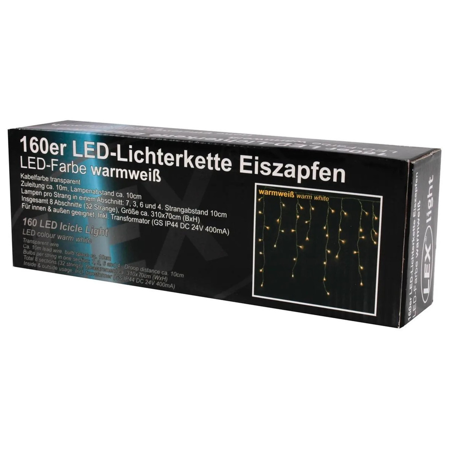 Lex LED Eiszapfen Lichtervorhang Weihnachtsbeleuchtung Warmweiß für Außen und Innen - Bild 2