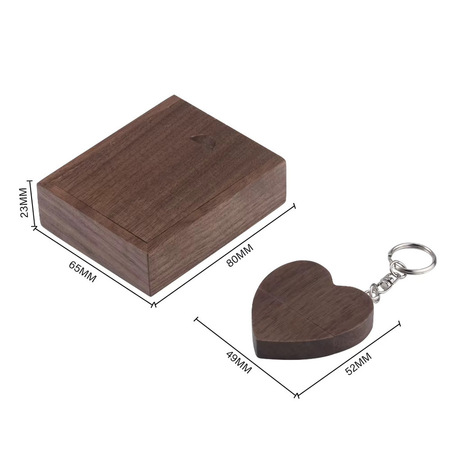 JASTER USB-Stick in Herzform aus Holz mit 128GB Speicherplatz in Braun - Bild 2