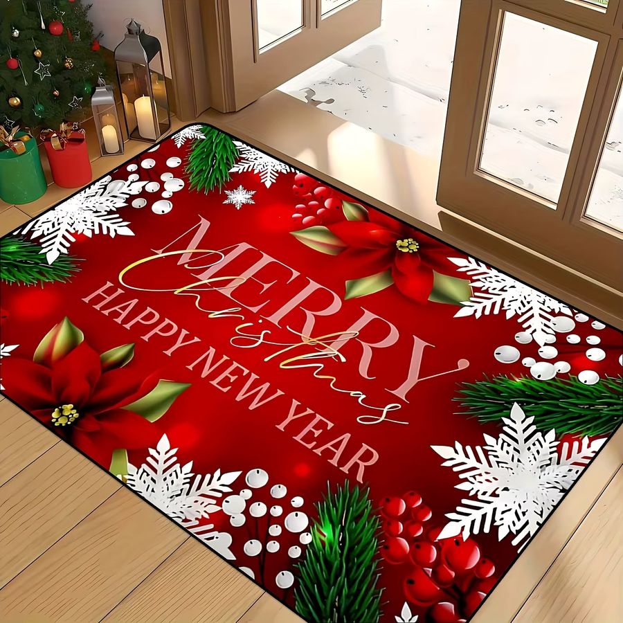 VIKAMA Weihnachtsteppich als festliche rote Fußmatte und Druckteppich, B/T: 60 x 40 cm - Bild 1
