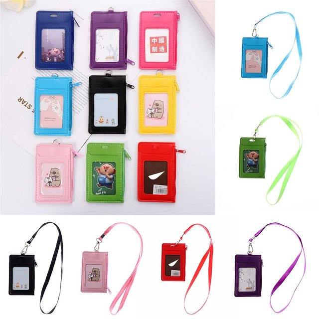 ID Abzeichen Kartenhalter aus Kunstleder mit Lanyard und Reißverschluss-Tasche - Bild 1