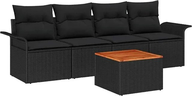 vidaXL Garten-Sofa-Set 5-teilig aus Polyrattan in Schwarz mit Tisch und Stauraumfunktion - Bild 1