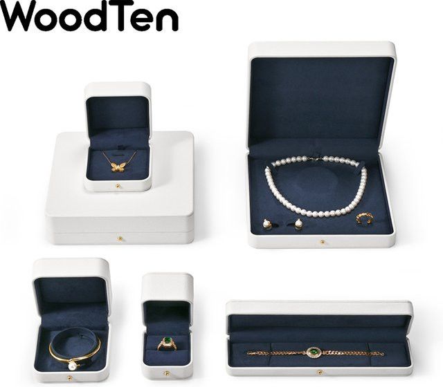 WoodTen Schmuck Organizer Box aus PU Leder für Ringe, Ohrringe und Halsketten - Bild 1
