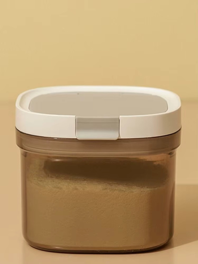 Luftdichter Lebensmittelbehälter aus transparentem Kunststoff mit Löffel und Schaber, versiegelte Aufbewahrungsbox für Milchpulver und Lebensmittel - Bild 3