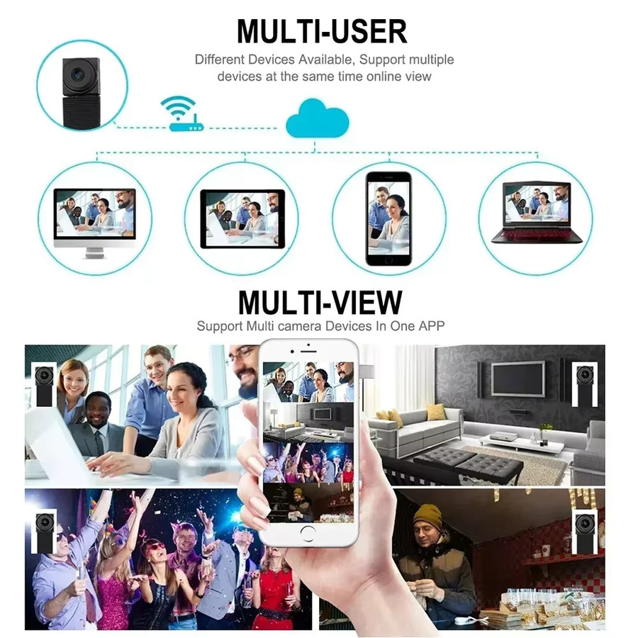 DIXSG Mini WiFi Kamera HD 1080P Tragbarer Video Recorder mit P2P Drahtloser Webcam und Loop-Aufnahme in Schwarz - Bild 3