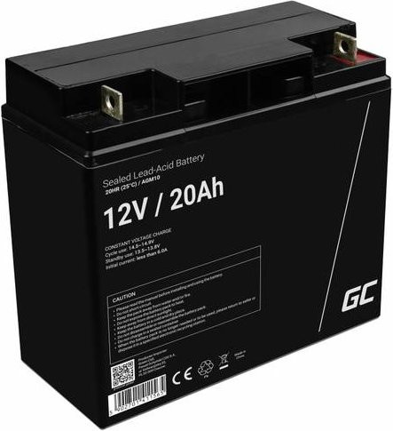 Green Cell AGM10 Bleiakku 12 V 20 Ah Blei-Vlies (AGM) in Schwarz mit M5-Schraubanschluss, zyklenfest und wartungsfrei, B/H/T: 181 x 167 x 77 mm - Bild 1