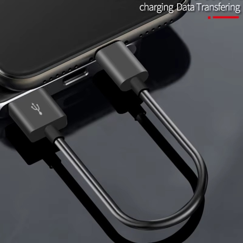 USB-zu-Typ-C-Kabel für iPhone 15-Serie, Hochgeschwindigkeits-Ladekabel mit Datenübertragung, Schwarz, Länge: 10 cm oder 20 cm - Bild 2