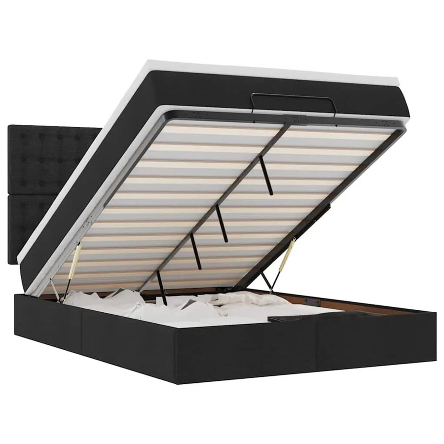 vidaXL Ottoman-Bett mit Matratze in Schwarz und Weiß, modernes Polsterbett mit Lift-up-Funktion, B/T/H: 140 x 200 x 44 cm (geschätzt basierend auf Maßen) oder B/T: 140 x 200 cm - Bild 2