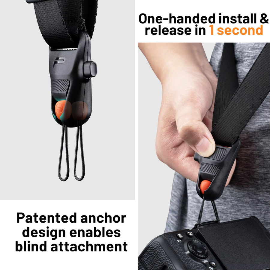 PGYTECH Camera Strap Master Doppel-Schultergurt aus Leder für 3 Kameras, verstellbarer Kameragurt in Schwarz und Braun - Bild 3
