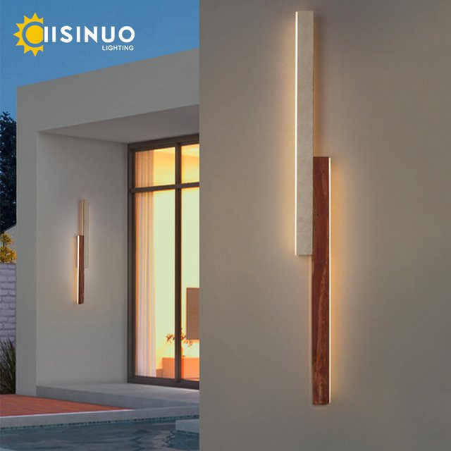 IISINUO Wabi-Sabi Naturstein Außenwandleuchte LED mit warmweißem Licht in Gelb und Rot für Garten und Hof, Höhe: 60 cm - Bild 1
