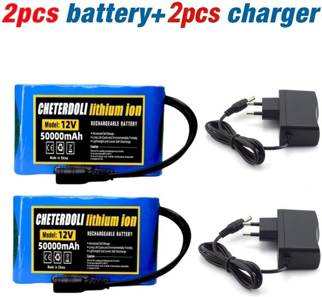 Aleaivy Tragbarer Lithium-Ionen Akku 12V 50Ah mit 50000 mAh Kapazität in Blau für CCTV-Kameras und Monitore - Bild 1