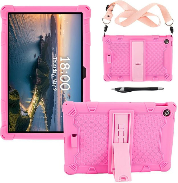 Sturzfestes Silikon Tablet Cover für Lenovo Tab K10 2nd Gen und K10C 10,1 Zoll mit Ständer Funktion in Pink - Bild 1