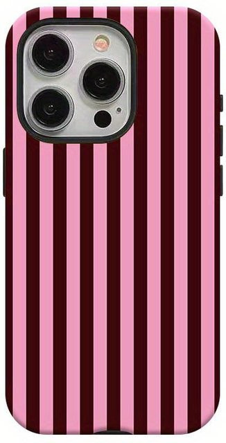 Luxuriöse doppellagige Handyhülle mit Streifen-Design für iPhone, Farbe: Pink - Bild 1