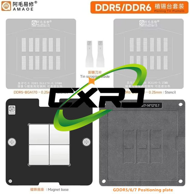 Amaoe BGA Reballing Schablone für GDDR6 DDR6 FBGA180 D9WCW D9WCR D8BGW D8BGX K4ZAF325BM-HC16 K4Z80325BC-HC12 K4Z80325BC-HC14 D8BZC DDR - Bild 1