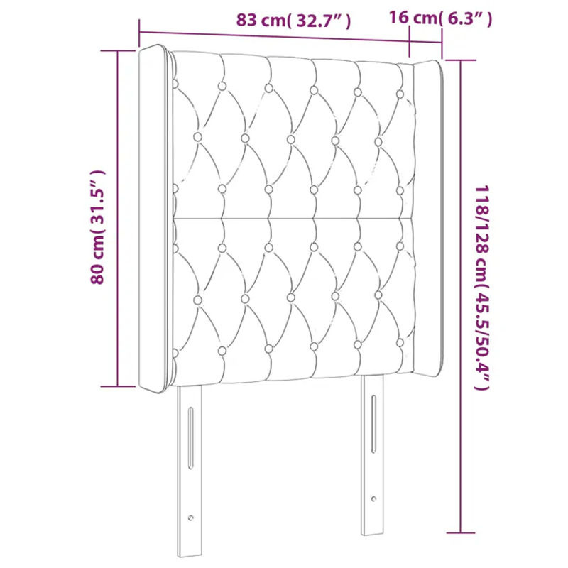 vidaXL LED Kopfteil Dunkelbraun mit USB-Ladeport und integrierter Beleuchtung, gepolstert, B: 83 cm, T: 16 cm, H: 118-128 cm - Bild 4