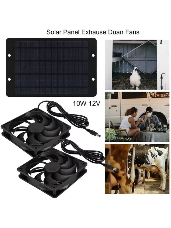 EESBAO Mini Solar-Abluftventilator mit Solarpanel und Akku, Schwarz, aus Kunststoff - Bild 6