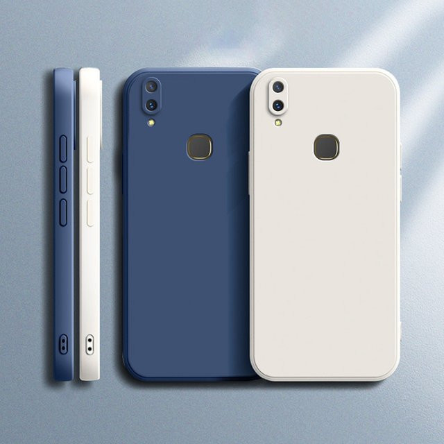 Coque Quadratische Flüssigsilikonhülle für Xiaomi Redmi Note 5 6 7 8 8T 9 9s 10S 10Pro 8 8A 9 9A 9C 10A 10C in Weiß und Blau - Bild 1