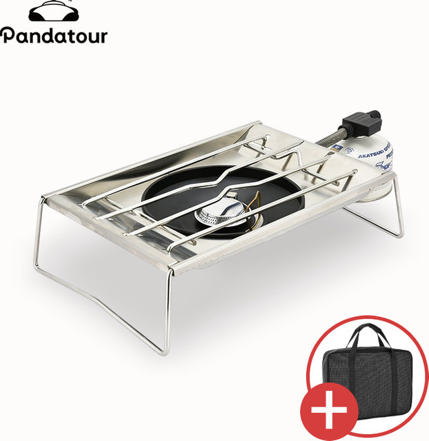 Pandatour Camping IGT Tischofen aus Edelstahl in Silber mit winddichtem Gasherd und Kupferkopfbrenner - Bild 1