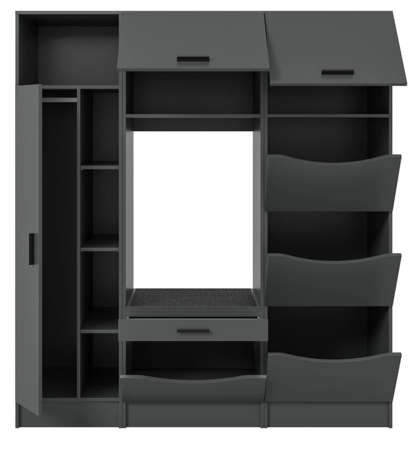 Waschmaschinenumbau Set Flexy in Grau, modernes Badmöbel-Set mit Soft-Close-Türen und Regalen, B/H: 176 x 196 cm - Bild 3