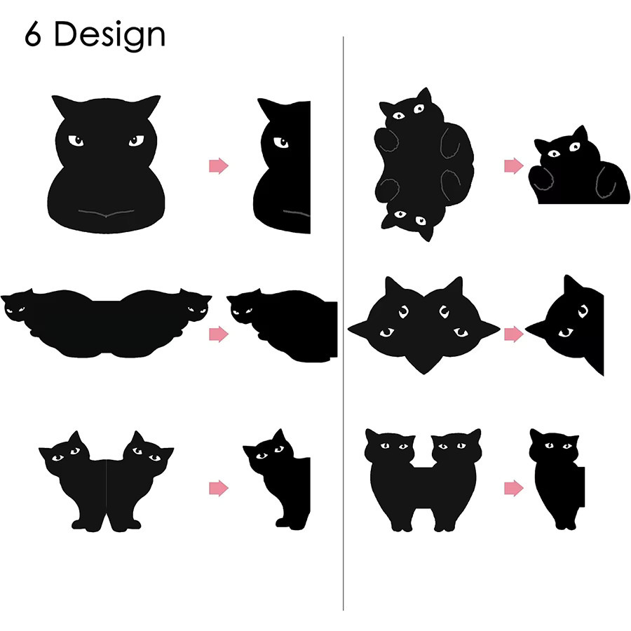 6 Stück Kawaii Katzen Magnet Lesezeichen in Schwarz aus Kunststoff für Leser und Studenten - Bild 3