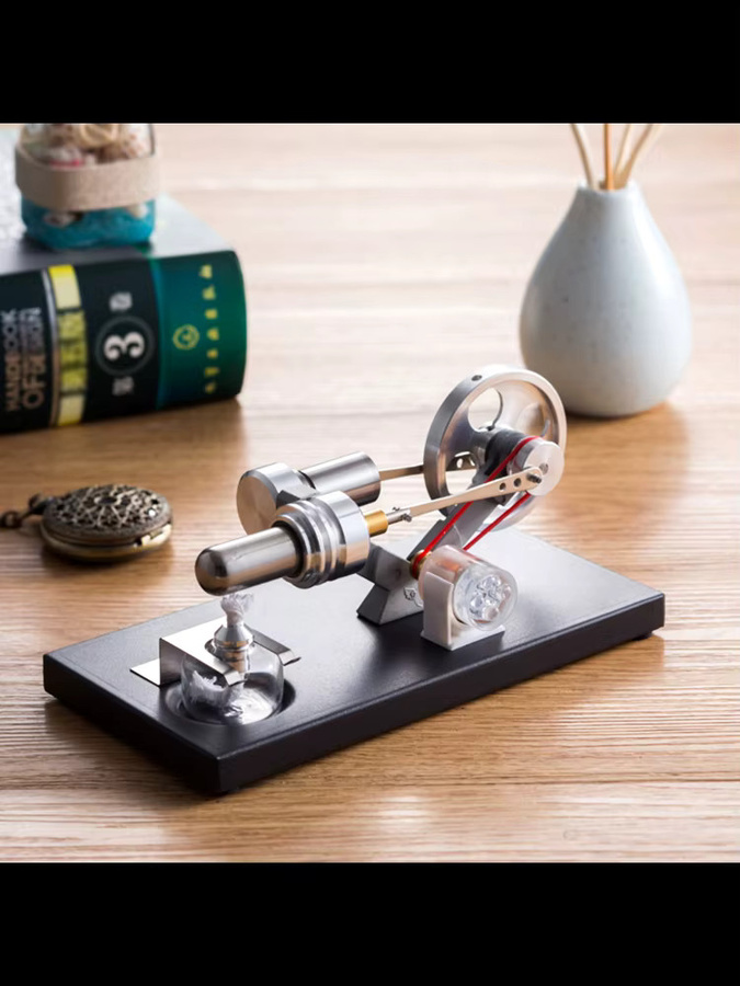 Aibecy Stirlingmotor-Modellbausatz aus Metall, mit LED-Leuchten - Bild 6