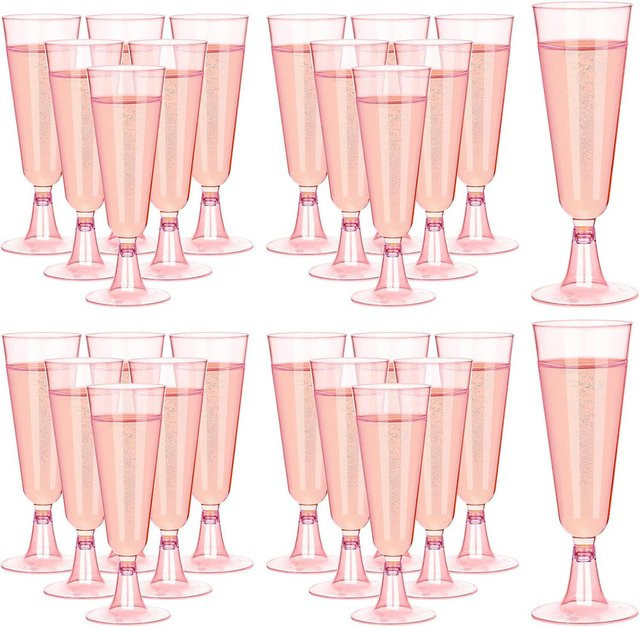 EliteHMX Champagnerflöten aus Kunststoff in Pink, Einweg-Weingläser mit 147,87 ml Füllmenge - Bild 1