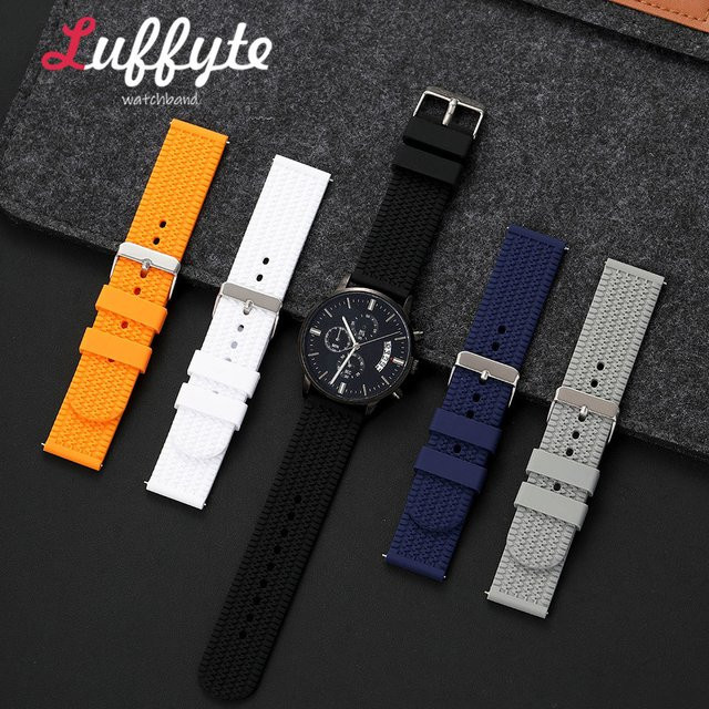 luffyte Uhrenarmband Silikon, Reifenprofil-Textur, Schwarz - Bild 1