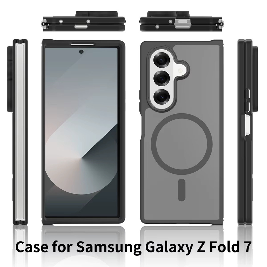 UYUXIO Magnetische Handyhülle für Samsung Galaxy Z Fold 7, Schlanke Durchscheinende Rückseite, Transparent/Schwarz - Bild 4