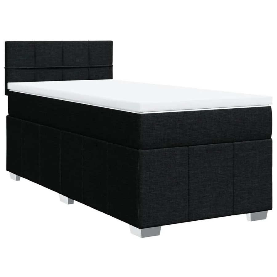 vidaXL Boxspringbett Hybrid mit Matratze und Taschenfederkern, Schwarz, B/T: 90 x 200 cm - Bild 2