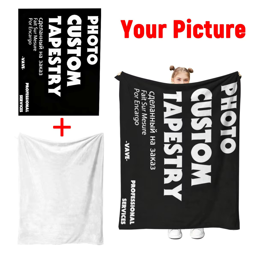 Personalisierte Winter-Flanell-Fotodecke von SRH, weiche Plüsch-Fleece-Decke mit eigenem Bild in Schwarz - Bild 2