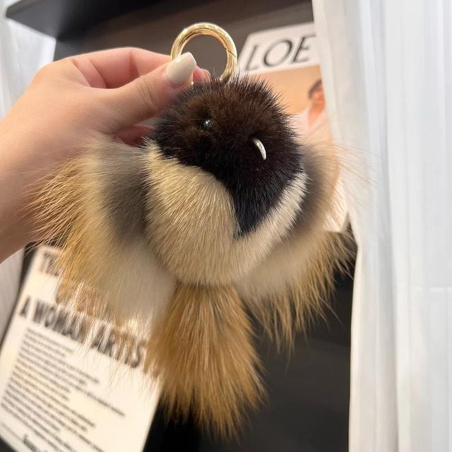 YIRAN Schlüsselanhänger Nerzfell, Vogel Anhänger, 19 cm, Black, Unisex - Bild 1