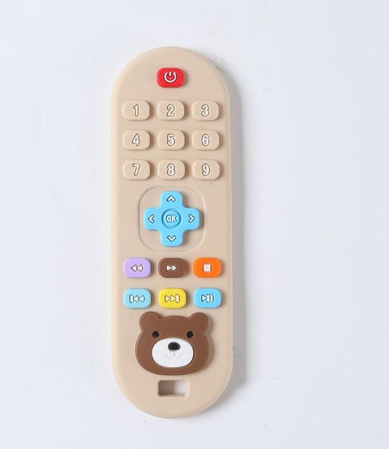 Fashnics Kinder-Zahnungsbeißring in Form einer Fernbedienung aus Silikon, Beige - Bild 1