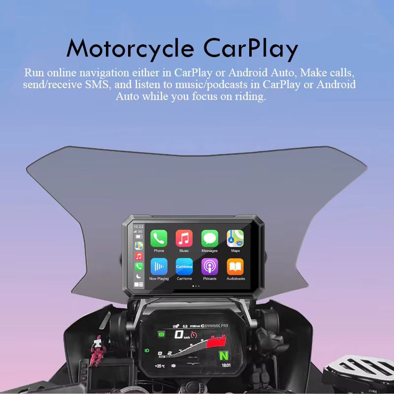 RICOEL 7-Zoll CarPlay Motorrad-Navigationssystem mit Bluetooth und GPS in Schwarz - Bild 5