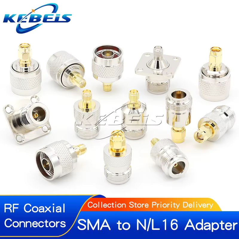 KEBEIS Koaxialadapter-Set SMA zu N und RPSMA Testkonverter-Kit in Silber - Bild 2