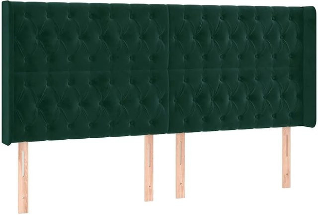 vidaXL Kopfteil mit Ohren in Dunkelgrün aus Samt, B/H/T: 183 x 118 x 16 cm - Bild 1