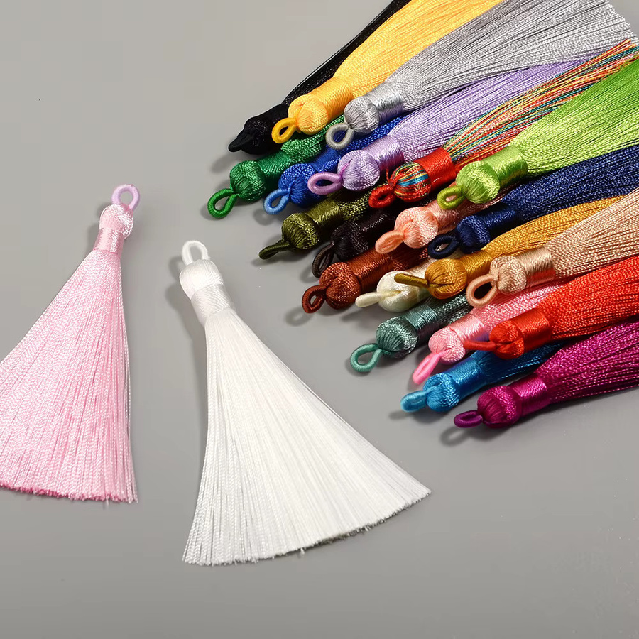 5er-Set handgemachte Quasten aus Polyester-Seide in Mehrfarbig, Größe: 9 x 1,5 cm, Zubehör für DIY-Handwerk und Schmuckherstellung - Bild 3
